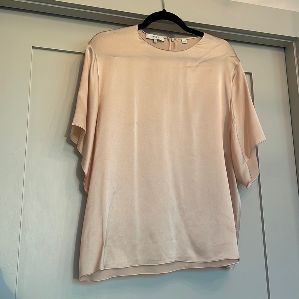 Vince peach silk short sleeve top